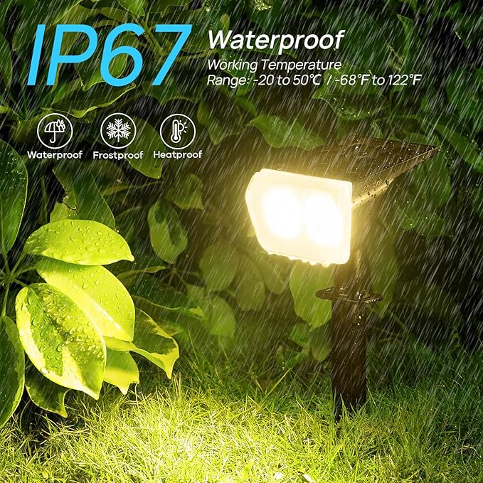 Consciot Solar Spot Lights Outdoor Waterproof, 24 LED Dusk-to-Dawn Solar Spotlight, 2 in 1 Adjustable Wall Lights, Warm White Solar Landscape Spotlights for Garden Yard Wall Walkway, 6 Pack