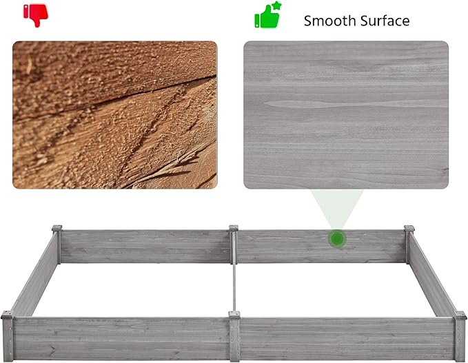 Yaheetech 8×4ft Wooden Horticulture Raised Garden Bed Divisible Elevated Planting Planter Box for Flowers/Vegetables/Herbs in Backyard/Patio Outdoor, 93 x 48 x 10in, Gray