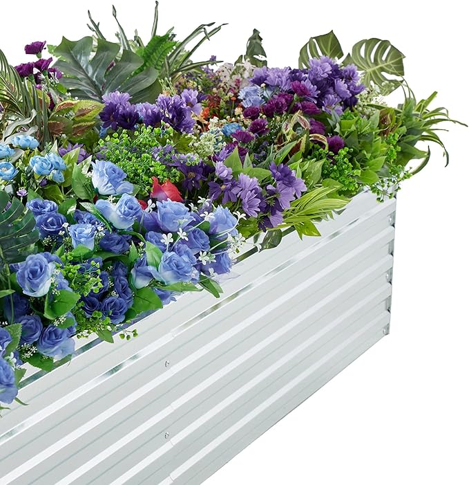12x4x1.5FT Galvanized Raised Garden Beds Kit Large Outdoor Metal Gardening Planter Box for Vegetable Elevated Flower Herbs, Silver