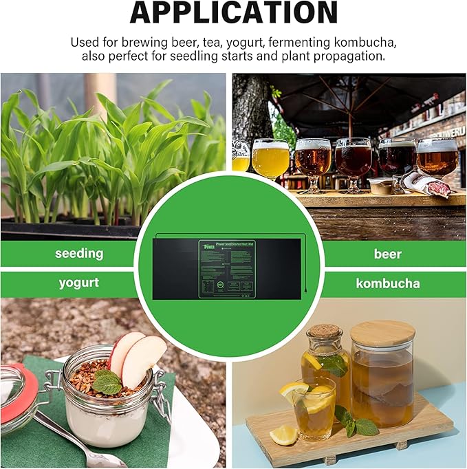 iPower GLHTMTCTRLHTMTL 48" x 20" Warm Hydroponic Seedling Heat Mat and Digital Thermostat Control Combo Set for Plant Germination, Black