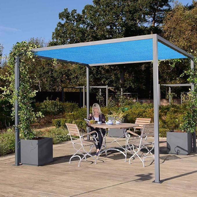 Eden's Decor Straight Flat-Edged Sun Shade Sail Rectangular 12' x 18' Blue UV-Blocking Outdoor Canopy Fabric Cloth Awning for Pergola Patio Garden Backyard Custom Size