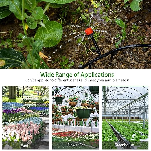 320 Pcs Drip Irrigation Fittings Kits for 1/4" Tubing, Drip Irrigation Barbed Connectors, Drip Line Connectors for Drip Systems(4-Way Coupling, Tee, Elbow, End Plug, Coupling)