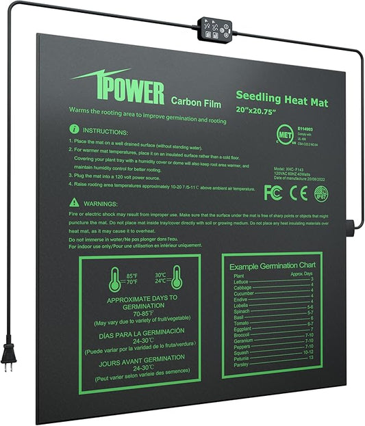iPower 20" x 20.75" Waterproof Durable Seedling Heat Mat with Digital Thermostat Control Warm Hydroponic Plant, for Indoor Gardening & Germination Starting