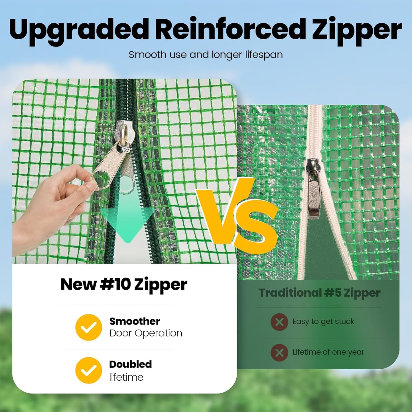 KING BIRD Premium 20x10x6.6FT Greenhouse for Outdoors, Large Walk-in Heavy Duty Galvanized Steel Frame, Mesh Door Screen Window Upgraded Zipper Tunnel Hoop for Garden Plant Winter, Green