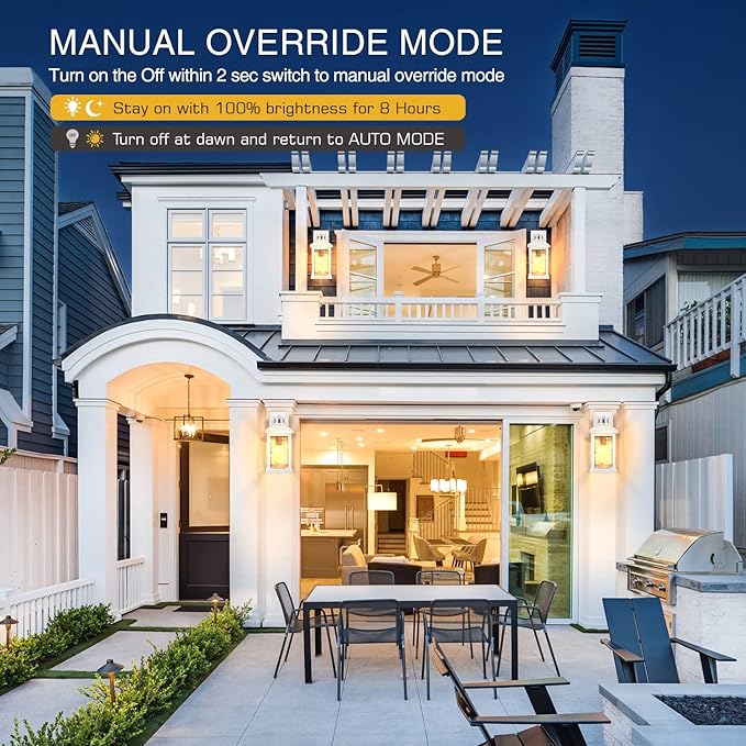 VIANIS Motion Sensor Outdoor Lights, White Dusk to Dawn Outdoor Lighting Wall Mount, Aluminum Waterproof Modern Exterior Garage Lights, Outdoor Lanterns for Front Porch Patio, Entryway, Front Door…