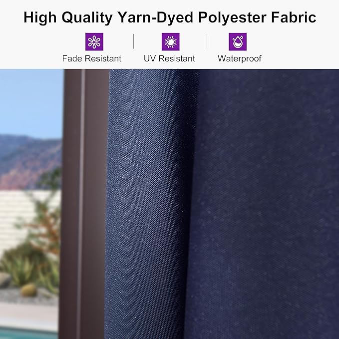 PURPLE LEAF 9' X 11.5' Rectangle Cantilever Umbrella Patio Umbrella Outdoor Aluminum Offset Hanging Umbrella with 360-degree Rotation for Pool Garden Backyard Deck, Navy Blue