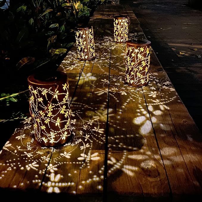 Mothers Day Gifts,Solar Lanterns Outdoor Hanging Lantern Lights, Dragonfly Hollowed-Out Metal Decor Lantern, Waterproof LED Decorative Garden Light - Delicate Garden Decoration for Patio, Yard