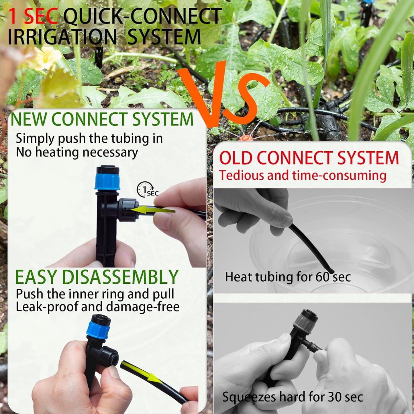 250ft Drip Irrigation Kit, Quick-Connect Plant Watering System for Greenhouse, Automatic Sprinkler System for Yard,Garden Watering Misting with Irrigation Tubing Adjustable Emitter Ground Stake