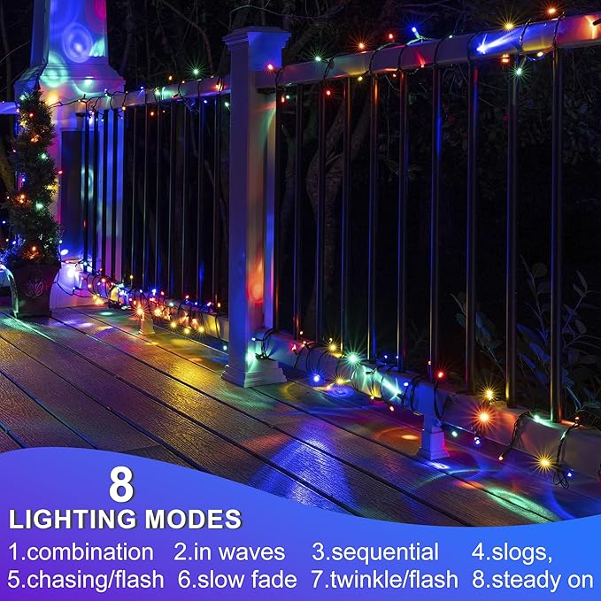 weillsnow 500 LED Multicolor Outdoor Christmas Lights, 164Ft Plug in Waterproof String Lights, 8 Modes with Memory for Outdoor Indoor Garden Halloween Christmas Decorations (Multicolor)