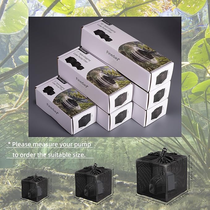 Fineday Pond Filter, Anti-Clogging Cube Outdoor Mesh Water Pump Barrier Bag Box Basket (5 inch)