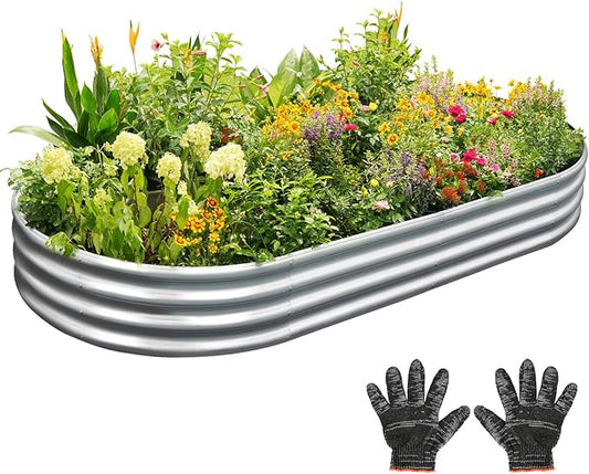 Garden 8x4x1ft Galvanized Raised Garden Bed Kit - Metal Planter Boxes for Vegetables/Herbs/Flowers, Heavy-Duty Steel Outdoor Garden Box with Reinforced Edges(8X4X1FT)