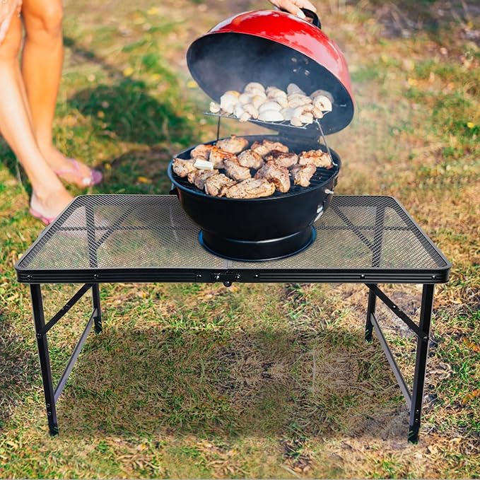 Folding Table, Easy for Storage, Compact and Portable Picnic Table for Grill, Outdoor Camping, Garden, Patio, Dining, BBQ, Party, Market, 3Ft (Medium, Black)