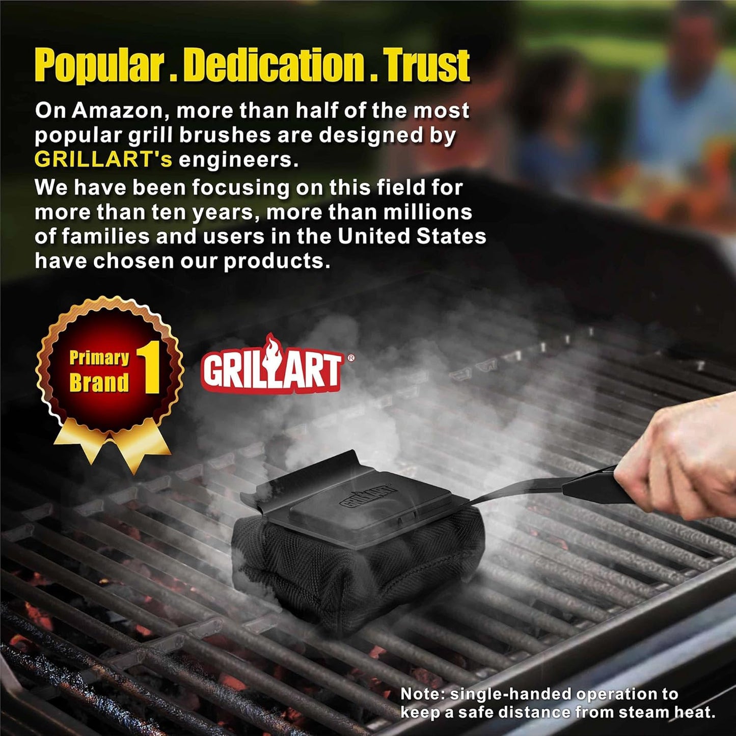 GRILLART Grill Brush Bristle Free, Replaceable BBQ Cleaning Pad (No Handle), Safe Replacement Cleaning Pad/Head for Cast Iron/Stainless Steel Grates - Dark Black