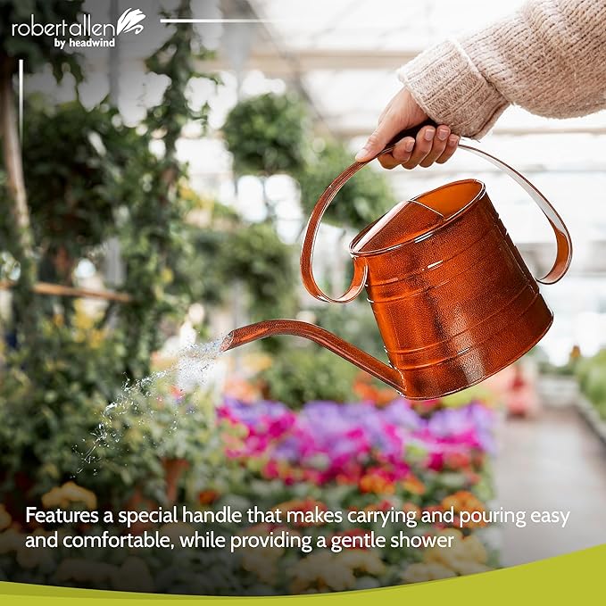 ROBERT ALLEN MPT01506 Danbury Metal Watering Can, Tango Orange