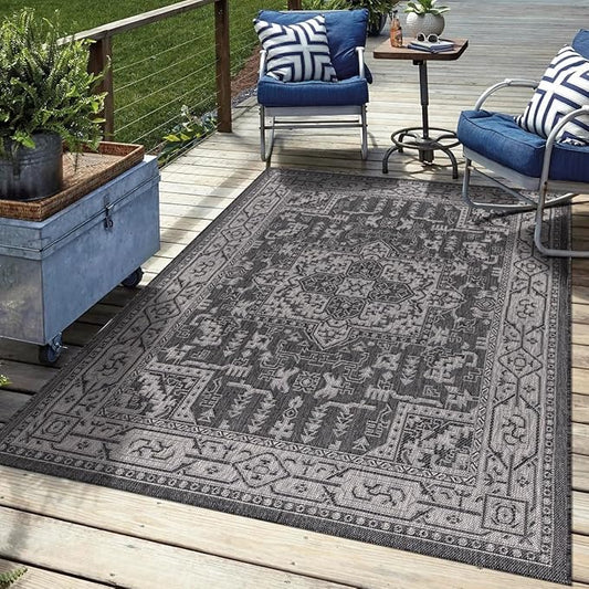 Keen Home Design Terrace Outdoor Area Rug - 8x10 Washable Indoor/Outdoor Rug for Patio, Kitchen, Balcony, Beach, Garden, Deck and Porch, Size: 7'7"x10'