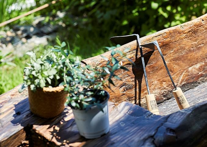 HandPlowHoe Gardentool with Safety Cover for Easy Gardening, Weeding and Farming Made by Korean Master Blacksmith (Small)