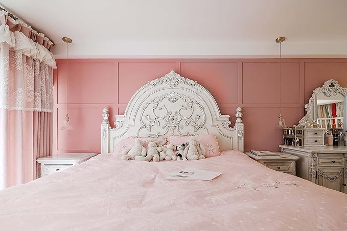 Dimoon 236''x17.7'' Pink Peel and Stick Wallpaper Contact Paper Modern Self Adhesive Wall Paper Removable Renter Friendly Textured Solid Color Shelf Cabinet Vinyl Roll (236''x17.7'',Rose Pink)