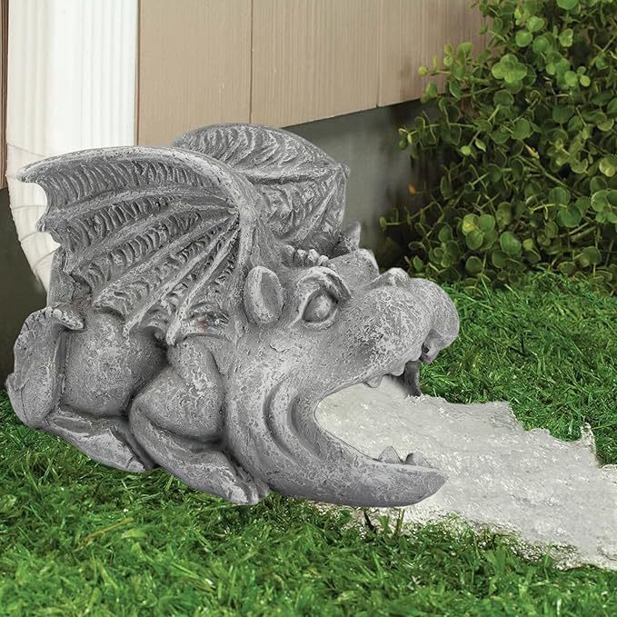 Elenon Gargoyle Decorative Gutter Downspout Extension Statue, Gutter Guardian Rain Downspout Extender, Garden Splash Block Outdoor Sculpture for 3" × 4" Down Spouts Decor