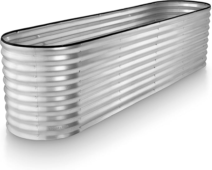 Galvanized Raised Garden Beds Outdoor // 8×2×2 ft Planter Raised Beds for Gardening, Vegetables, Flowers // Large Metal Garden Box (Silver) // Patented Tool-Free Design