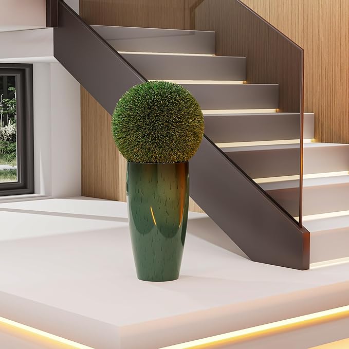 QCQHDU 24 inch Tall Planter for Indoor & Outdoor Plants, 2 Pack Sturdy Plant Flower Pots Modern Decor for Front Porch Patio Deck Living Room