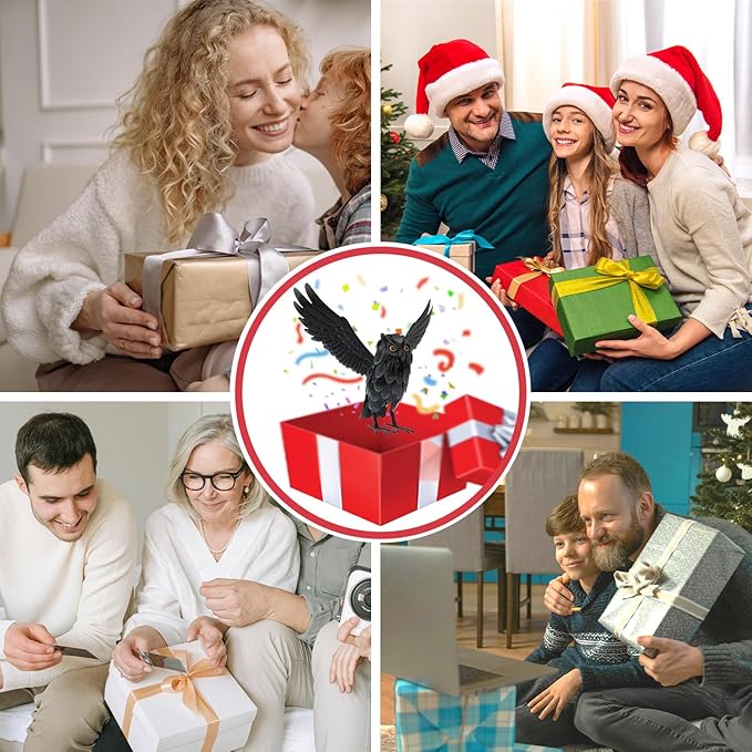 Natelf Solar Owl Decoy Sculptures & Statues Halloween Decoration, Standing Metal Bird Deterrent to Scare Birds Squirrels Away for Outdoor Garden Yard Patio, Black