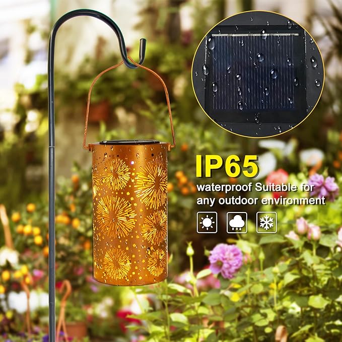 DIBIEECN Fireworks Solar Gardening Gifts Lanterns, Garden Decor for Outside, Pattern Solar Decorative Lights Waterproof, Outdoor Gifts for Women Mom Grandma, Yard Gifts for Patio, Pathway, Landscape