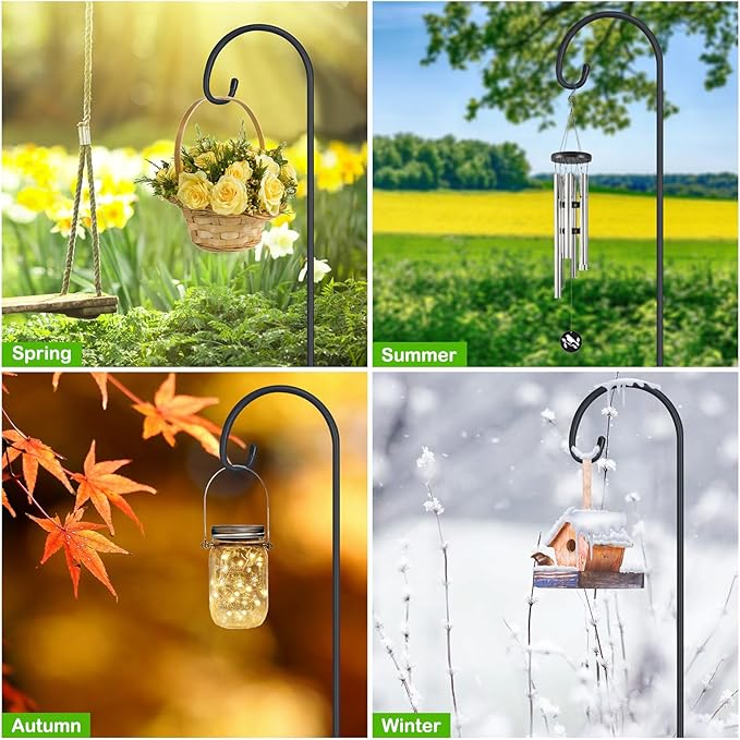 FEED GARDEN Adjustable 32 Inch Small Shepherd Hooks for Outdoor, Garden Hooks for Lanterns, Shepard Hooks for Hanging Plants, Bird Feeders, Solar Lights, Mason Jars, Weddings Decor,2 Pack