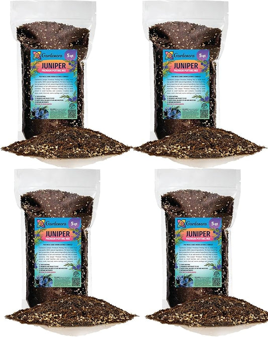 Premium Juniper Potting Soil Mix - Perfect Balance of Nutrients, Drainage, and Aeration for Healthy Juniper Trees - 20 Quart