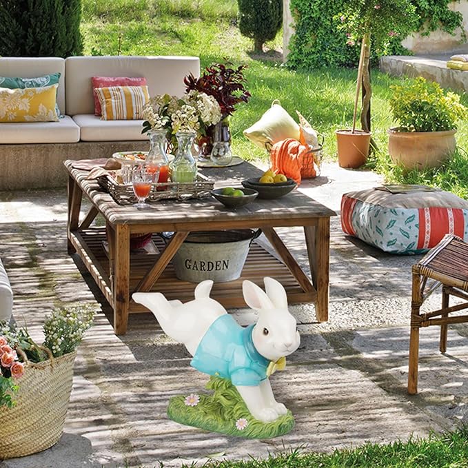 Braxio Outdoor Decor Garden Sculptures Statues - Resin Large Leaping Bunny Decor Rabbit Statue Garden Decor for Outside Yard Décor Garden Statues Outdoor 20.5 * 8 * 16.5 Inch