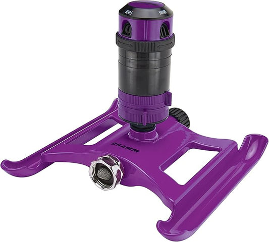 Dramm ColorStorm Gear Drive Sprinkler on Heavy Duty,Durable Metal Base, 4 Patterns, Ideal for Small, Medium & Large Areas with Pass Through Feature, Berry, 40 Foot Diameter