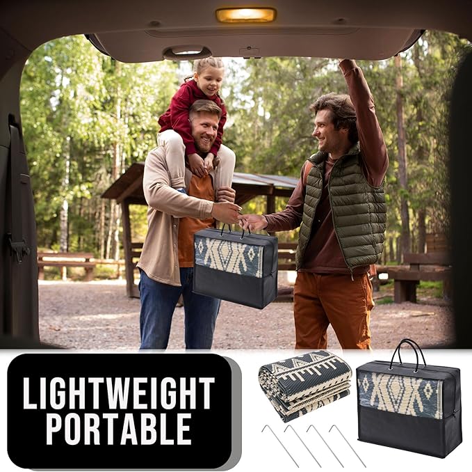 OLANLY Outdoor Rug Waterproof 8x10 ft, Reversible Outdoor Plastic Straw Rug, Boho Patio Rug, Indoor Outdoor Carpet, RV Mat Outside for Patio, Camp, Picnic, Balcony, Deck, Backyard, Black & Beige