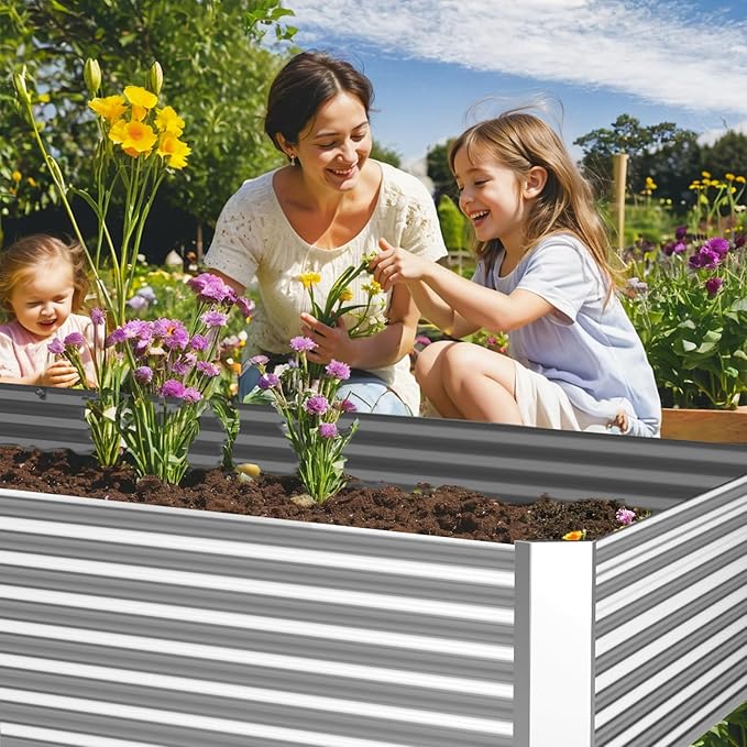 4 Pack 6x3FT Galvanized Raised Garden Bed Outdoor,Metal Garden Bed for Vegetables,Steel Raised Beds for Gardening,Above Ground Garden Box for Flower