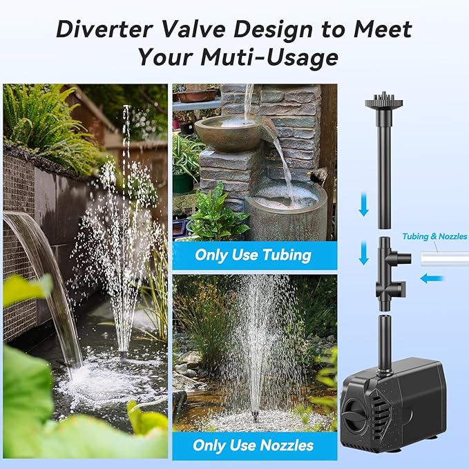 POPOSOAP 25W Solar Water Fountain Pump, Solar Water Pump with Flow Adjustable, Solar Pond Pump Pump with Dry-Run Protection & Diverter Valve for Ponds, Garden, Fish Tank, Waterfall, Hydroponics