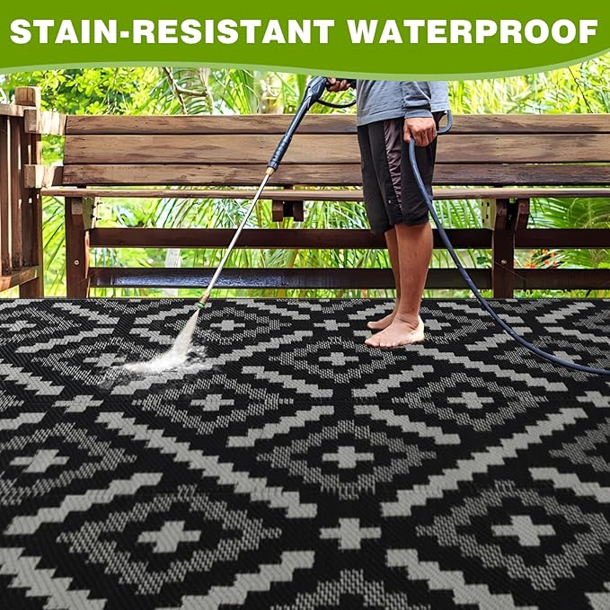 Outdoor Rug 5x8 ft Waterproof, Reversible Outdoor Plastic Straw Rug for Patios Clearance, Outdoor Area Rug Carpet RV Mat for Camping Backyard Deck Porch