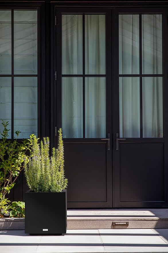 Veradek Block Series Cube Plastic Planter - Large Square Planter for Indoor or Outdoor Patio/Garden | Durable All-Weather Use with Drainage Holes | Modern Décor for Tall Plants, Trees, Flowers