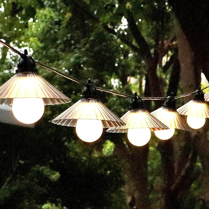 Outdoor LED String Lights 16.4 ft Waterproof Connectable Patio Lights with 10 Bulbs for Backyard Porch Garden Home Holiday Indoor Decoration (Warm White)