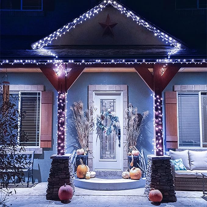 164Ft 500 LED White Christmas Lights, Waterproof 8 Twinkle with Memory Functions Christmas Tree Lights for Indoor Outdoor Christmas Tree Garden Decoration (164FT, White)