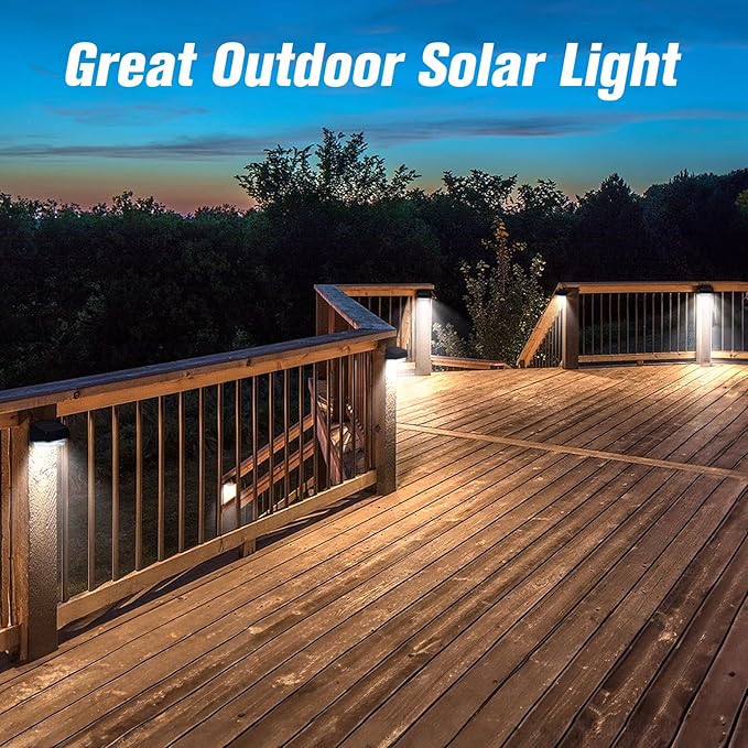 Solar Step Lights Outdoor Waterproof, 4 Pack RGB & 7 RGB Outdoor Solar Lights for Fence with 2 Lighting Modes, Solar Powered Deck Lights for Step Stairs Garden Yard