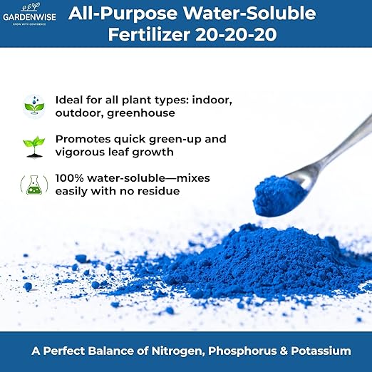 20-20-20 Water-Soluble Fertilizer – Powder for Liquid Plant Food for Indoor & Outdoor Plants, Orchids, Vegetables, Lawns, Flowers – 20 20 20 Fertilizer 5 Quarts (10 lbs)