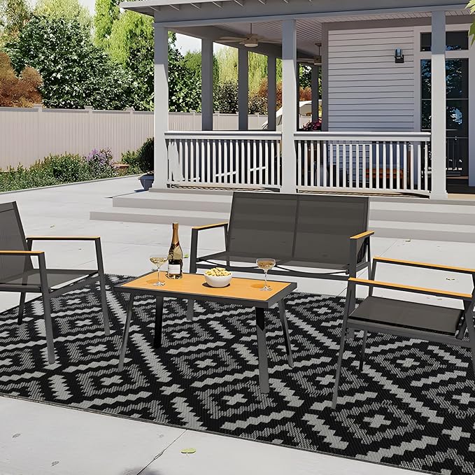 Outdoor Rug 6x9 ft Waterproof, Reversible Outdoor Plastic Straw Rug for Patios Clearance, Outdoor Area Rug Carpet RV Mat for Camping Backyard Deck Porch