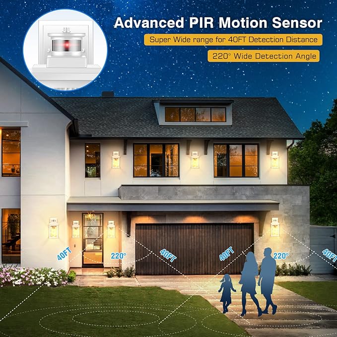 VIANIS Motion Sensor Outdoor Lights, White Dusk to Dawn Outdoor Lighting Wall Mount, Aluminum Waterproof Modern Exterior Garage Lights, Outdoor Lanterns for Front Porch Patio, Entryway, Front Door…