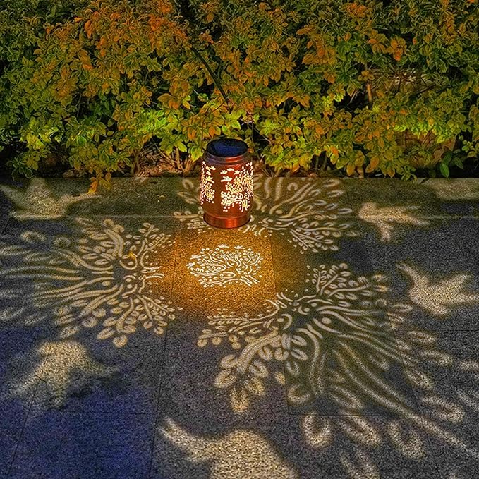 Solar Lanterns Outdoor Metal Garden Decor Gifts for Women Mom Waterproof Hanging Solar Lights Decorative Large Outdoor Lantern with Upgraded 2000mAH Battery,Decorations for Garden Patio Lawn Yard