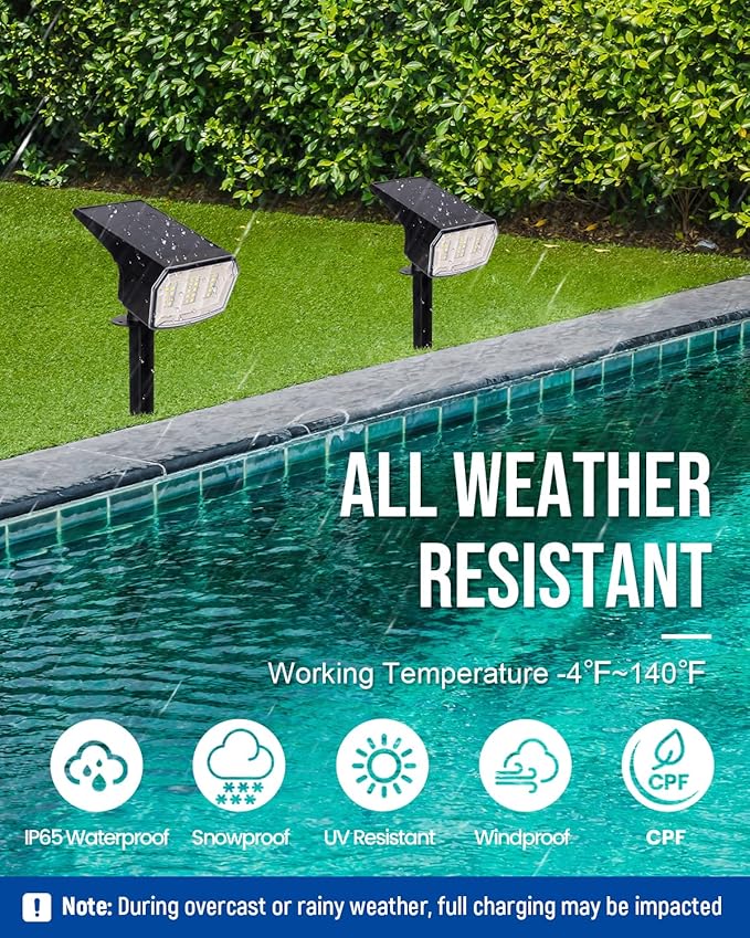 Solar Spot Lights Outdoor Waterproof 10 Pack IP65, 63 LED 3 Lighting Modes Spotlights for Yard Garden House Garage Pathway