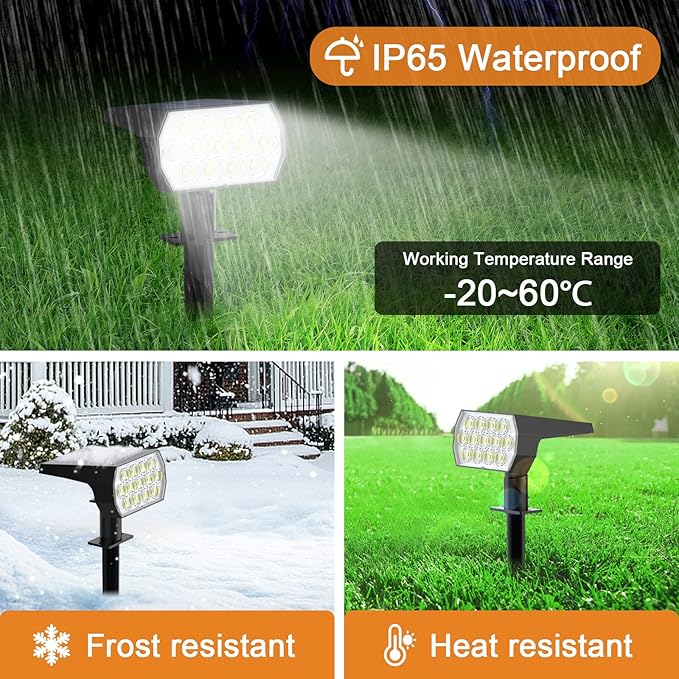 WELALO Solar Spot Lights Outdoor, [10 Pack/52 LED/3 Modes] 2-in-1 Solar Landscape Spotlights, Solar Powered Security Lights, Waterproof Wall Lights for Walkway Yard Garden Driveway(Cool White)