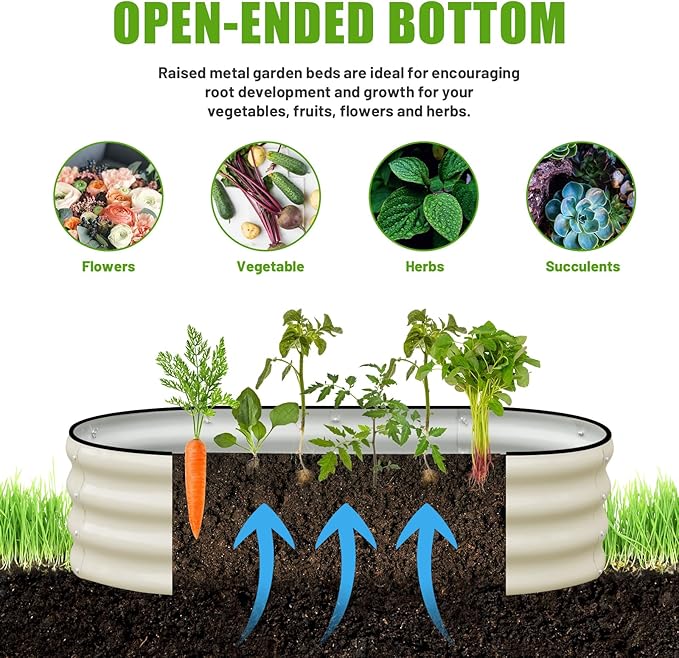 SnugNiture Galvanized Raised Garden Bed, 4x2x1ft Oval Metal Planter Box for Planting Outdoor Plants Vegetables