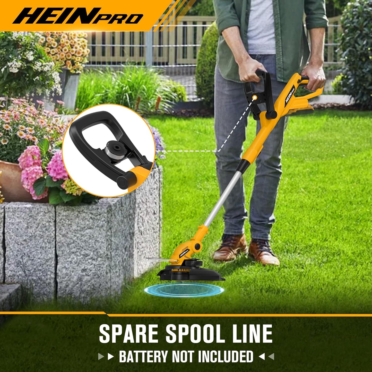 Cordless String Trimmer Compatible with Dewalt 20V Battery, 12-Inch Weed Wacker Cordless Auto Line Feed,Electric Weed Eater Battery Powered Grass Trimmer w/2 Line Spools(Tool Only)