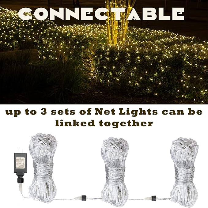 Eueasy LED Net Lights, 270 LED 10x10FT with Timer & 8 Lighting Modes, Outdoor Net Lights for Gazebo, Bush, Wedding, Holiday