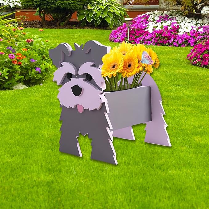 Gray Schnauzers Dog Planter Plant Pots,Cute Garden Dog Flower Planter,Large Dog Planters Birthday Gifts for Women,Office,Indoor/Outdoor Decor(9.84 * 10.24 * 15in)