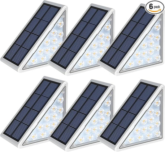 LED Solar Step Lights Waterproof Outdoor Stair Lights, Solar Deck Lights Outdoor Decor IP67 Solar Decoration Lights for Yard, Patio, Garden, Walkways, Front Door, Pathway, Driveway, Porch 6 Pack
