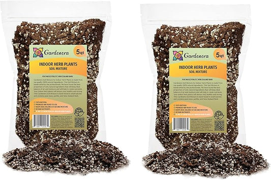 Soil Mixture for Indoor Herb Planters - 10 Quart - Specially Blended Soil Mixture for Planting and Growing Indoor Kitchen Herbs Indoors (2 Bags of 5 Quart)